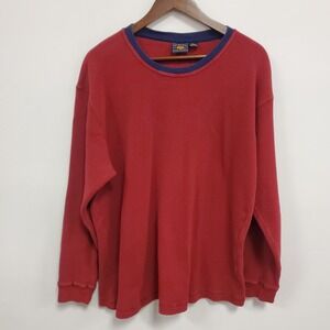 Vintage‎ Route 66 Mens Long Sleeve Waffle Knit Thermal Shirt Size XL Red Cotton